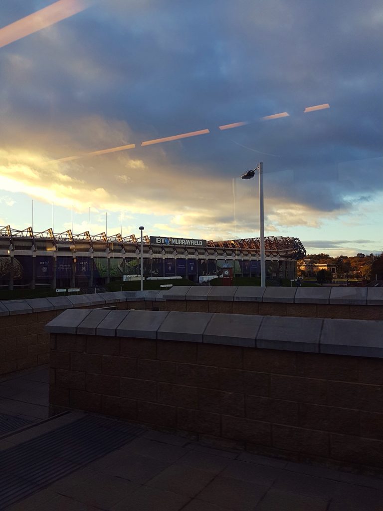 Sunset over Murrayfield Stadium