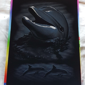 Dolphin scraper foil engraving art